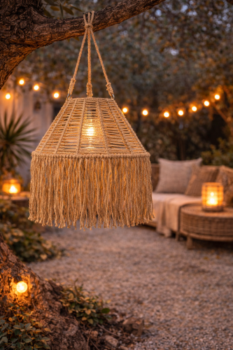 ibiza solar lamp, solar hanglamp tuin, boho buitenlamp, jute solar lamp, solar verlichting tuin, ibiza tuinlamp, buitenlamp zonne energie